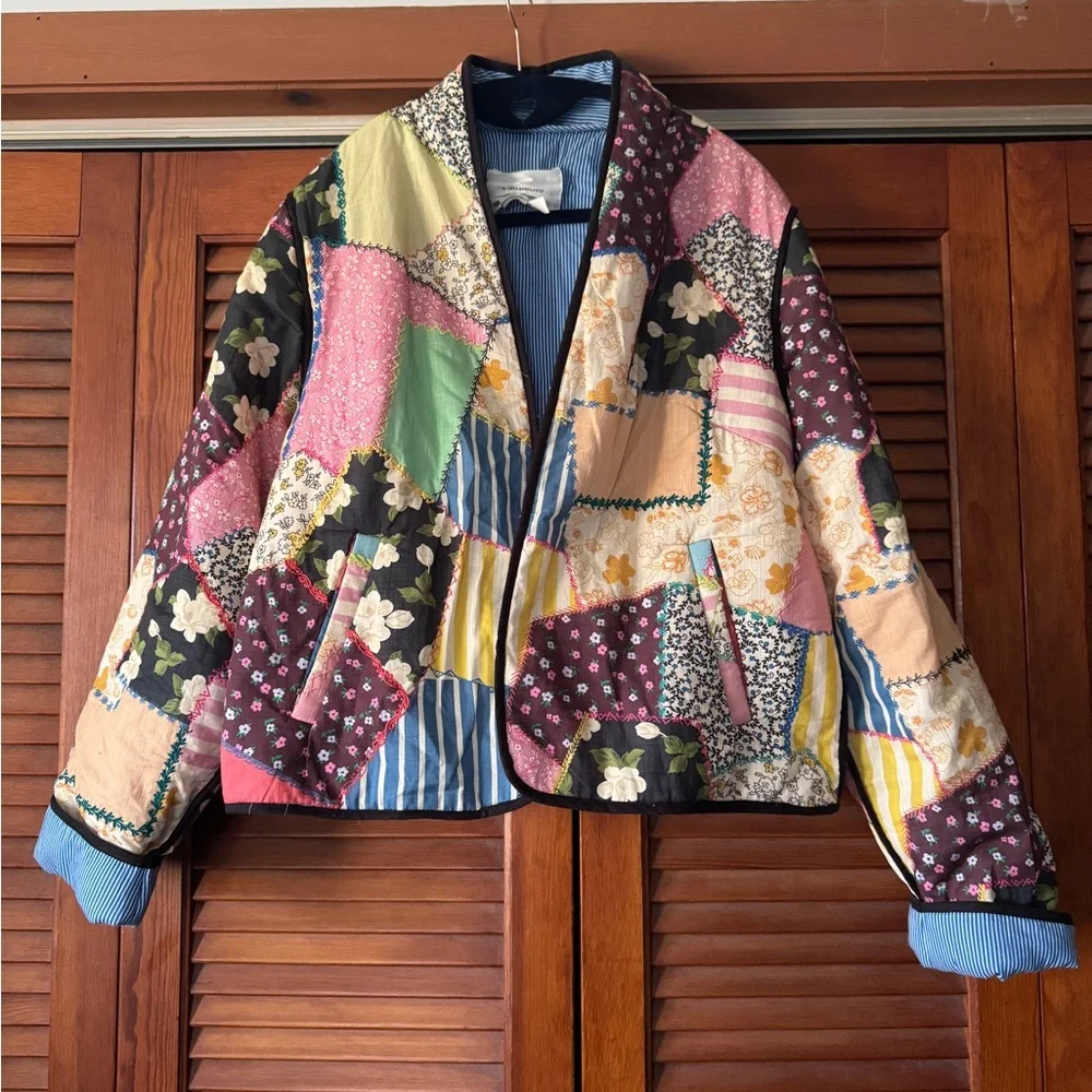 Anthropologie Multicolor Patchwork Bomber Jacket - Picture 1 of 3